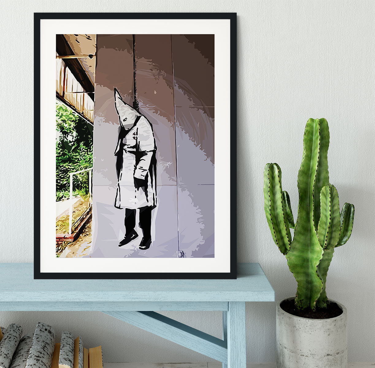 Banksy Hanging KKK Framed Print - Canvas Art Rocks - 1