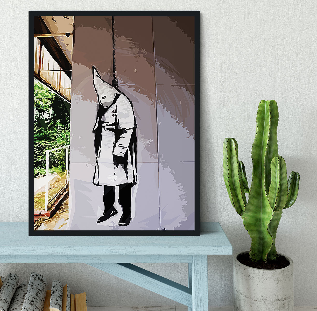 Banksy Hanging KKK Framed Print - Canvas Art Rocks - 2