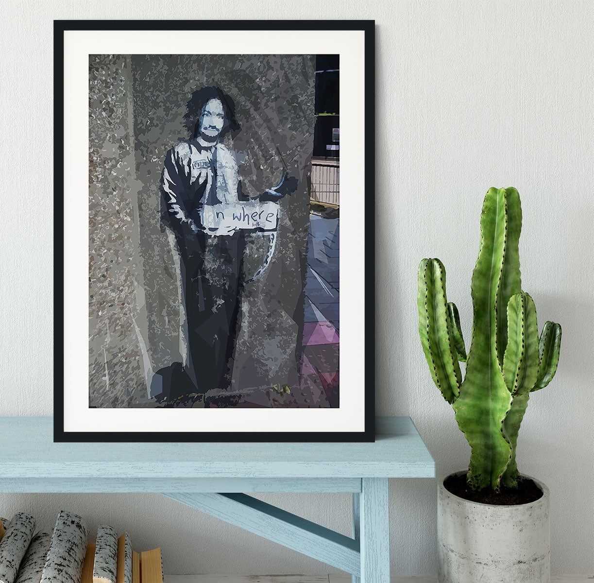 Banksy Hitchhiker To Anywhere Framed Print - Canvas Art Rocks - 1