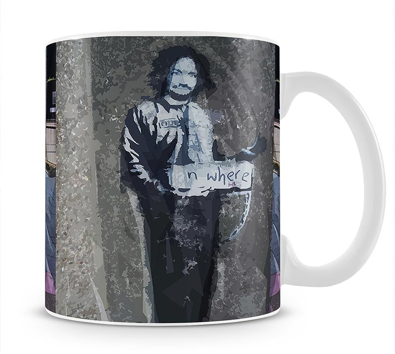 Banksy Hitchhiker To Anywhere Mug - Canvas Art Rocks - 1