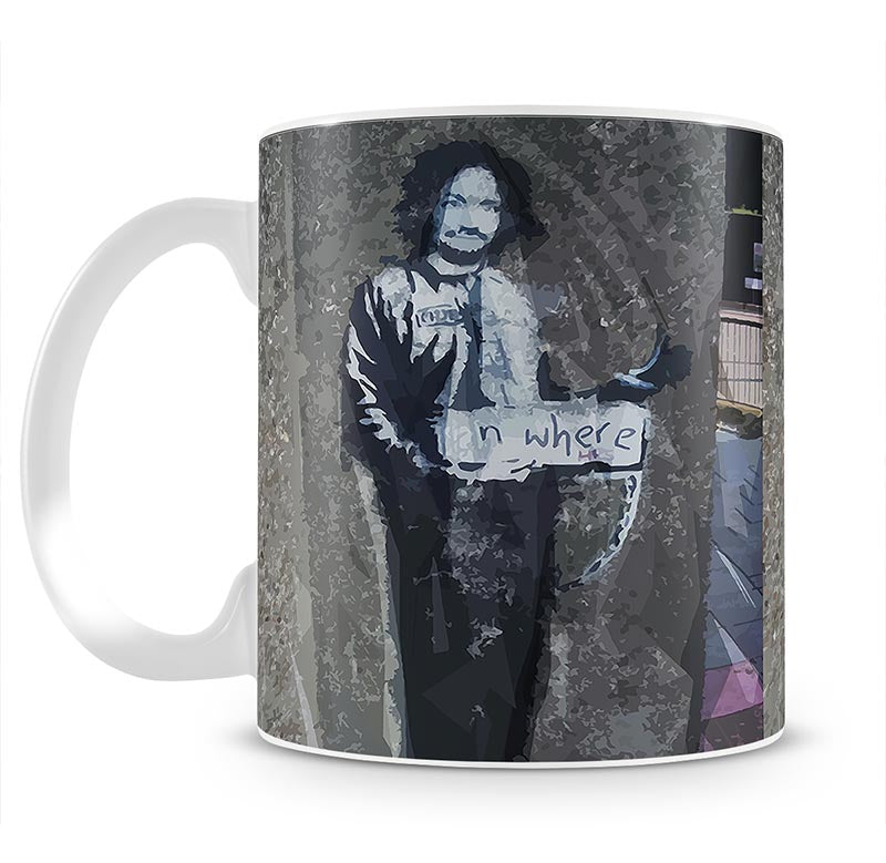 Banksy Hitchhiker To Anywhere Mug - Canvas Art Rocks - 1