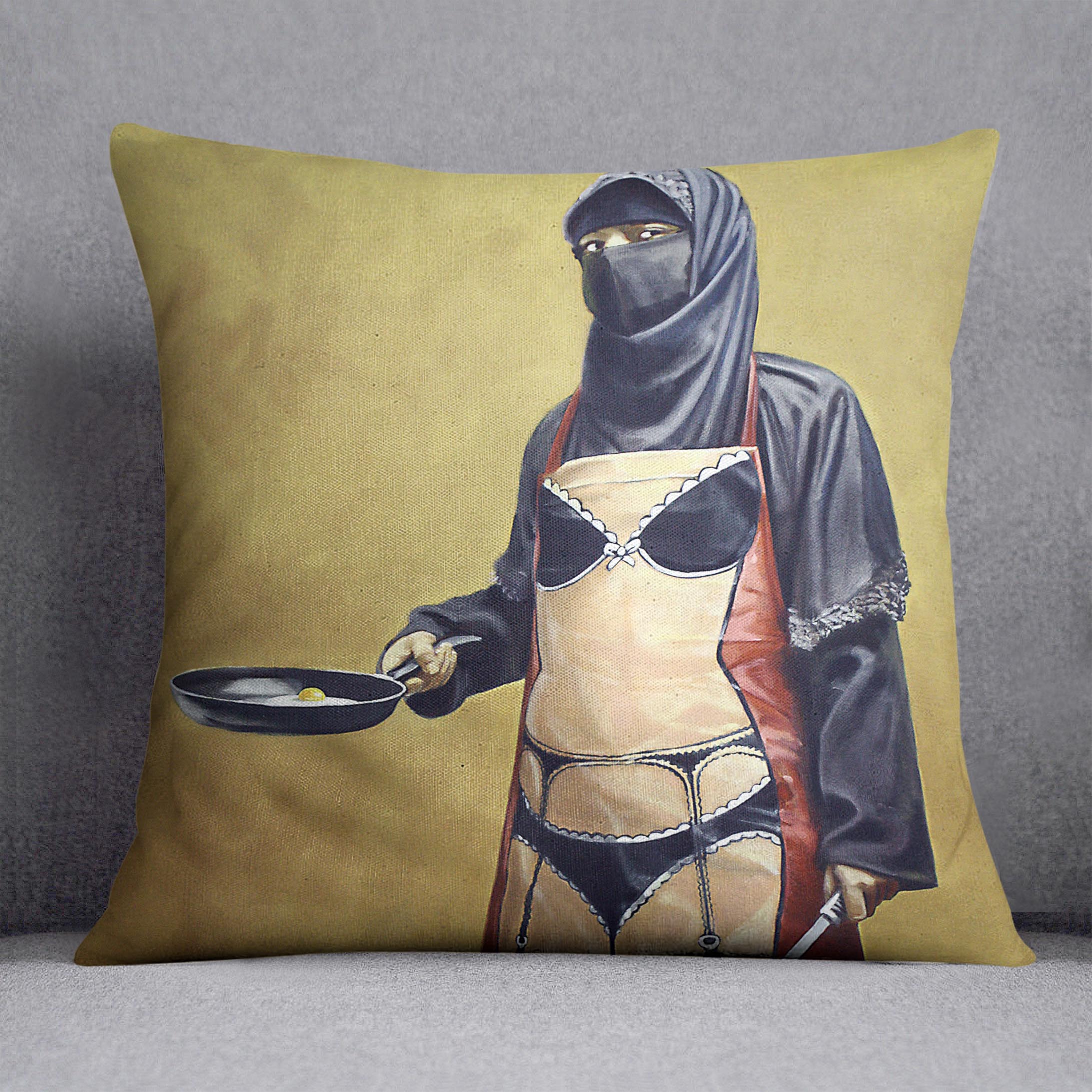 Banksy How Do You Like Your Eggs Cushion