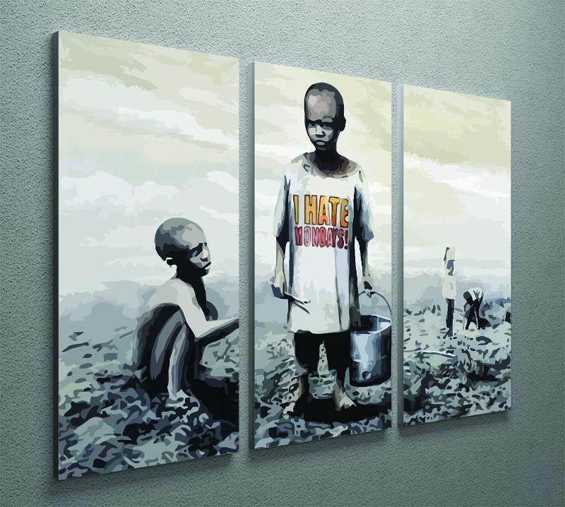 Banksy I Hate Monday 3 Split Panel Canvas Print - Canvas Art Rocks - 2