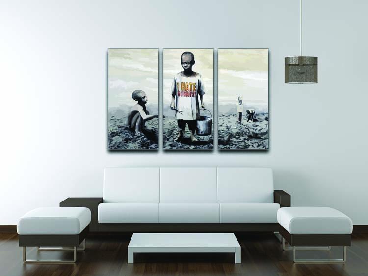 Banksy I Hate Monday 3 Split Panel Canvas Print - Canvas Art Rocks - 3
