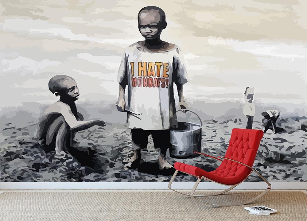 Banksy I Hate Monday Wall Mural Wallpaper - Canvas Art Rocks - 2