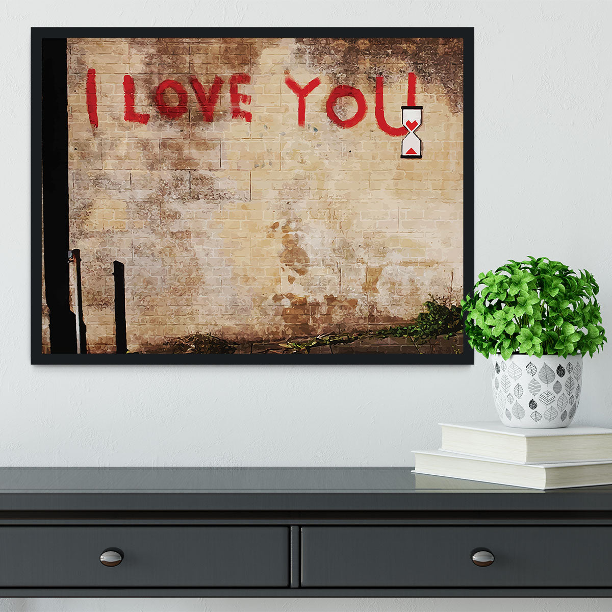 Banksy I Love You Framed Print - Canvas Art Rocks - 2