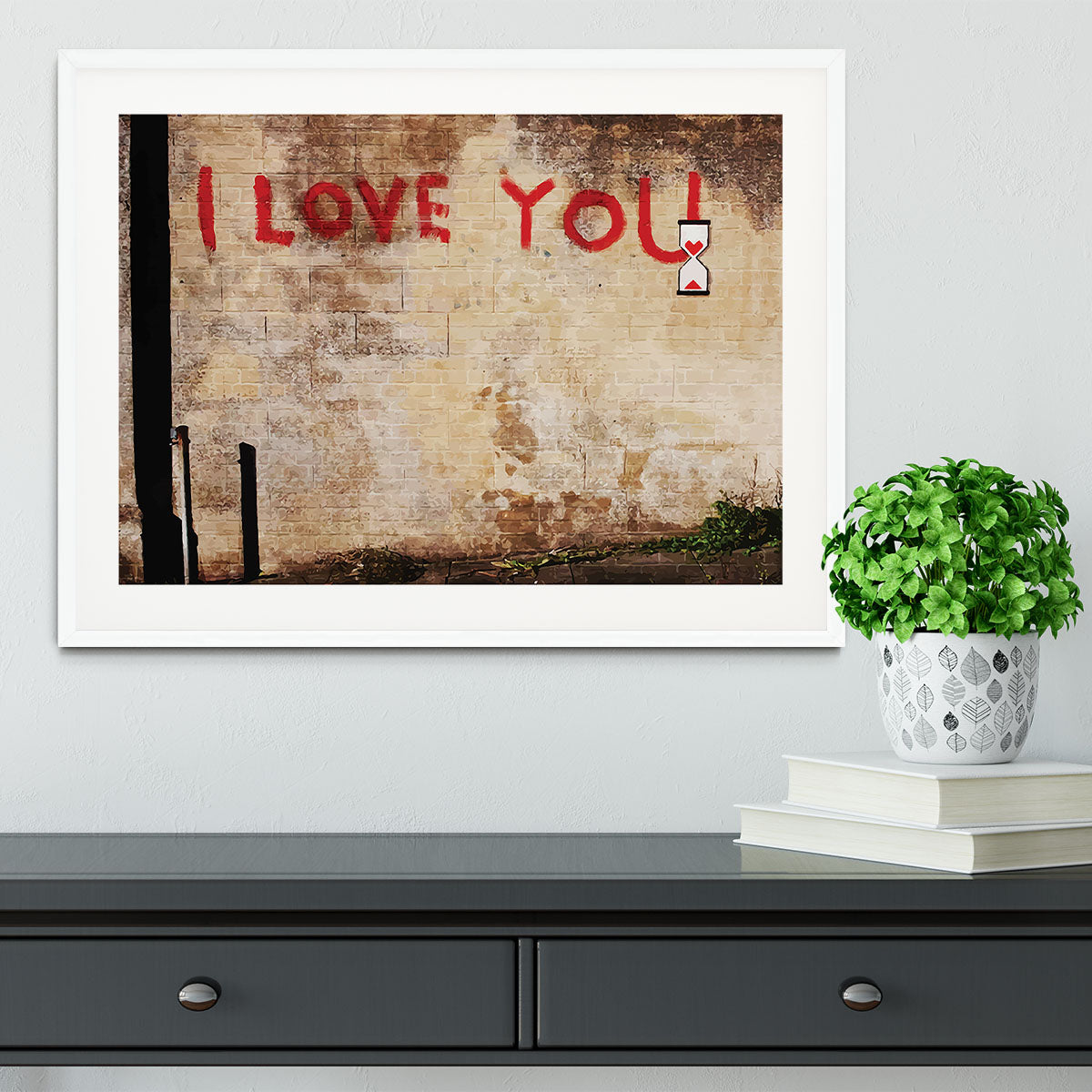 Banksy I Love You Framed Print - Canvas Art Rocks - 5