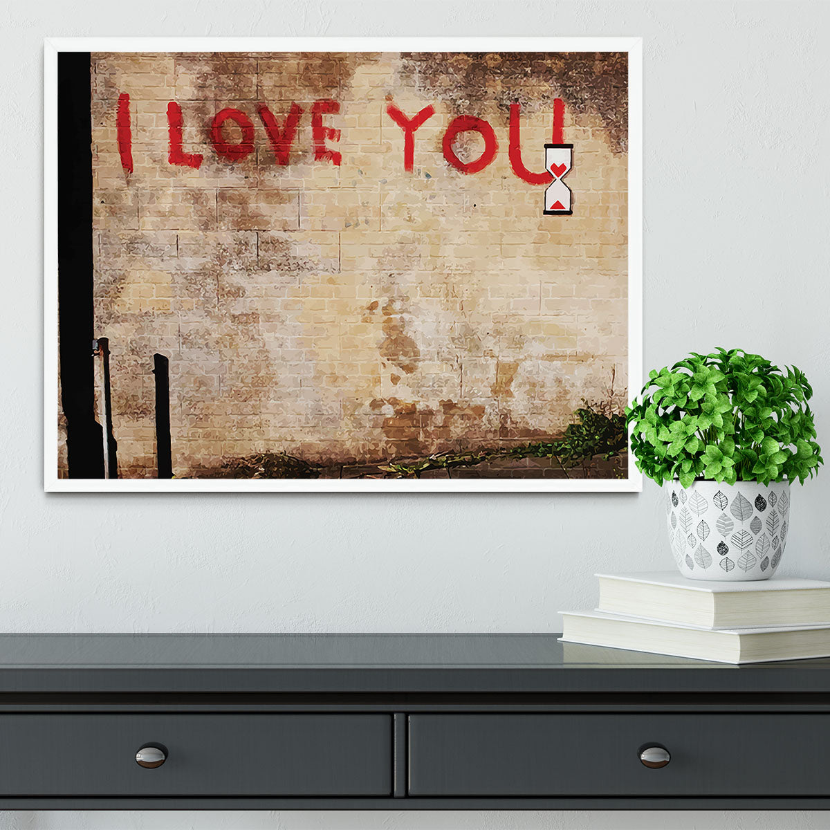 Banksy I Love You Framed Print - Canvas Art Rocks -6