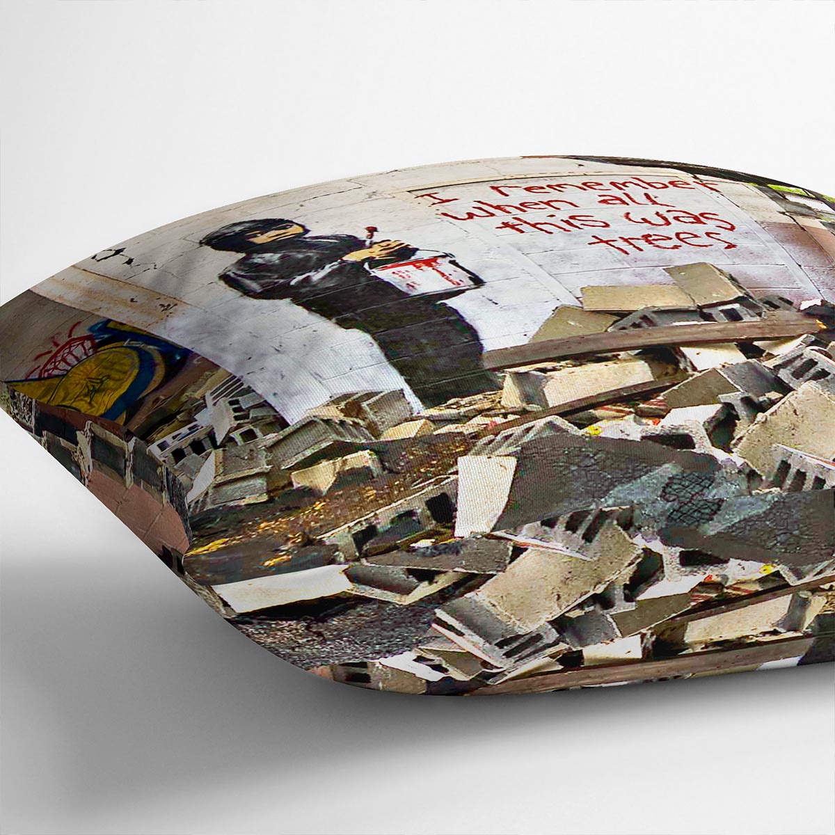 Banksy I Remember When All This Was Trees Cushion