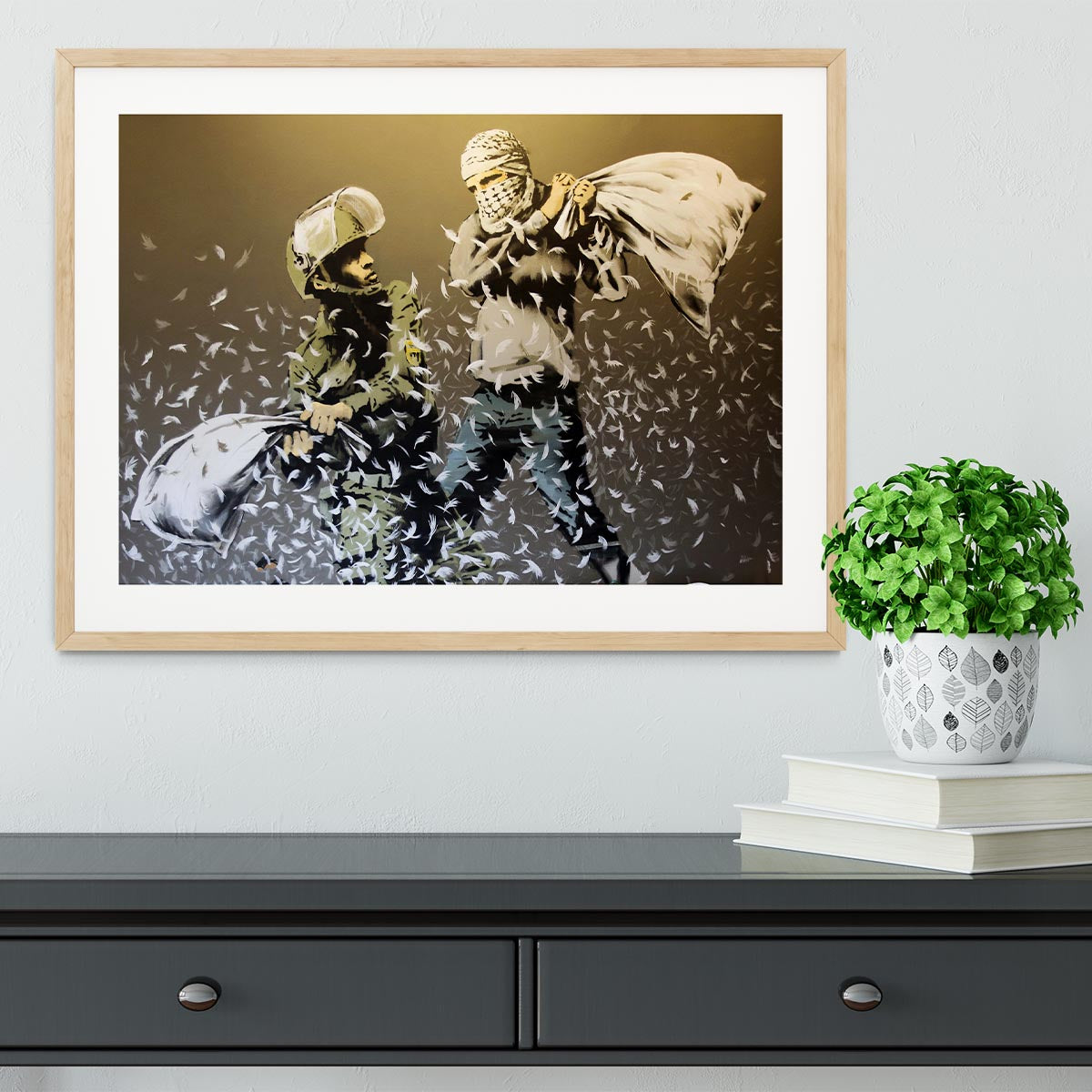Banksy Israeli or Palestinian Pillow Fight Framed Print