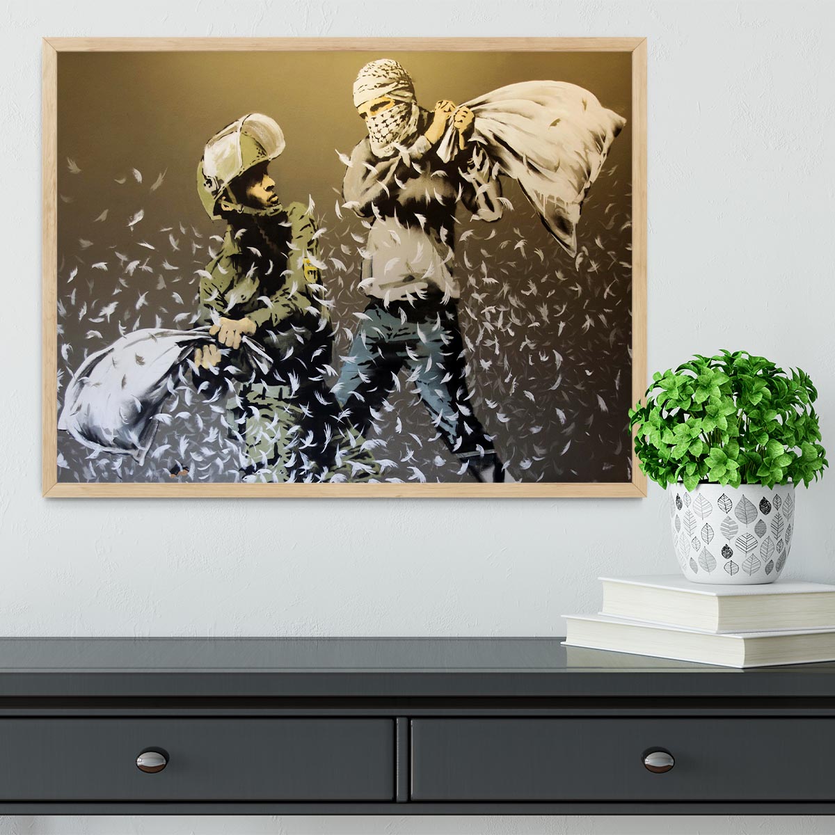 Banksy Israeli or Palestinian Pillow Fight Framed Print