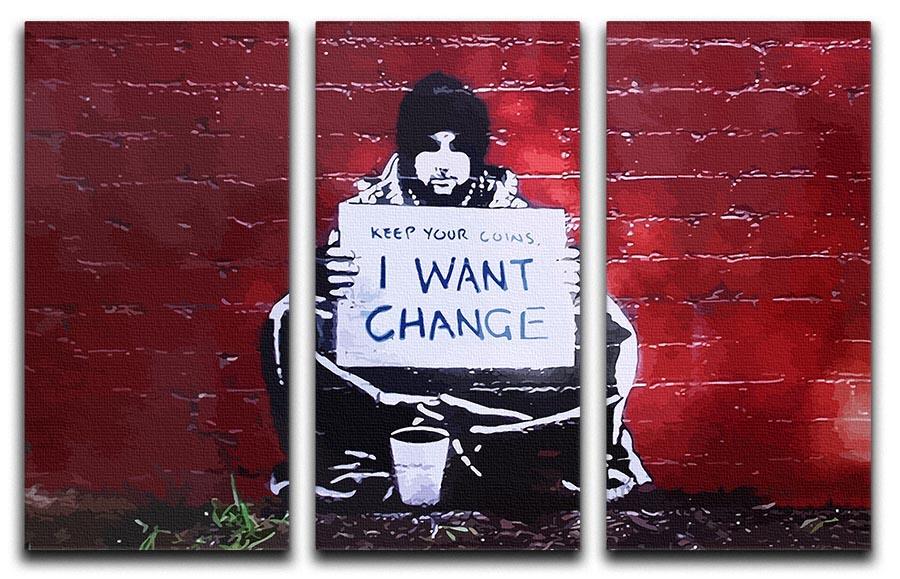 Banksy Keep Your Coins 3 Split Panel Canvas Print - Canvas Art Rocks - 4