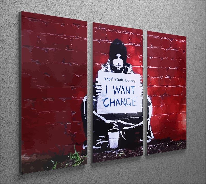 Banksy Keep Your Coins 3 Split Panel Canvas Print - Canvas Art Rocks - 4