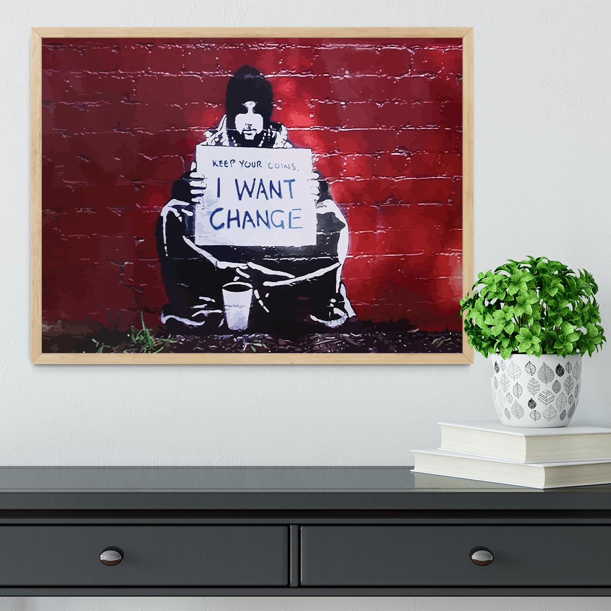 Banksy Keep Your Coins Framed Print - Canvas Art Rocks - 4