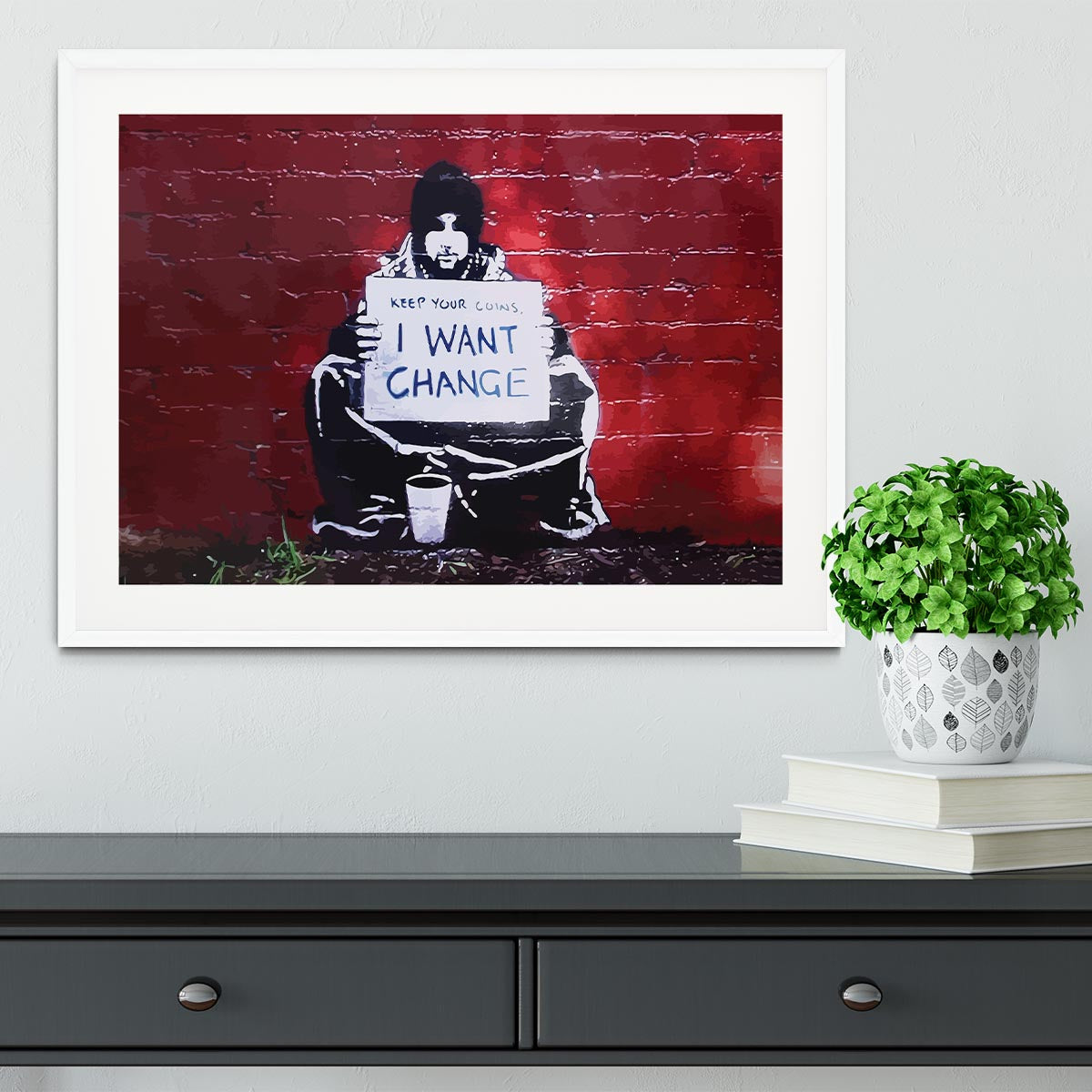 Banksy Keep Your Coins Framed Print - Canvas Art Rocks - 5