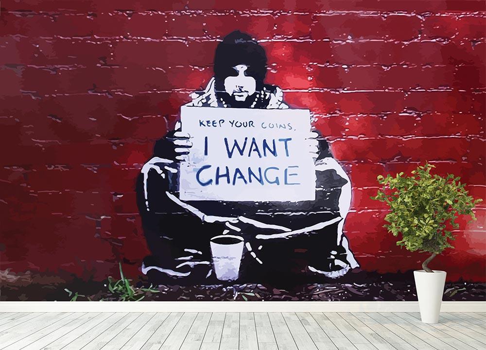 Banksy Keep Your Coins Wall Mural Wallpaper - Canvas Art Rocks - 4