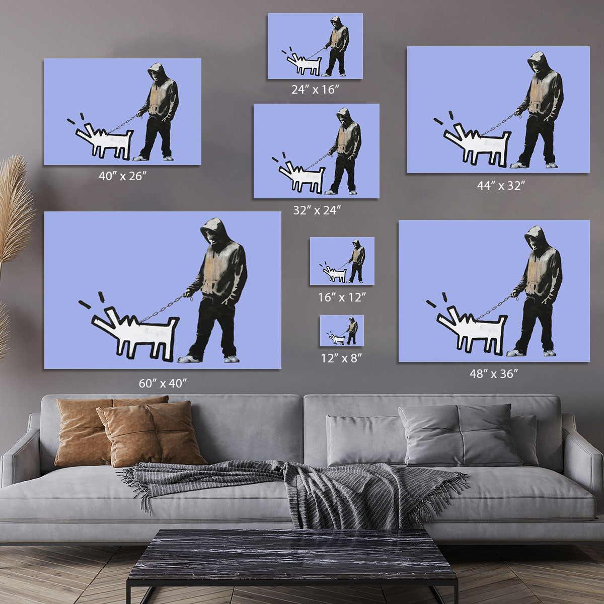 Banksy Keith Haring Dog Blue Canvas Print or Poster - Canvas Art Rocks - 7
