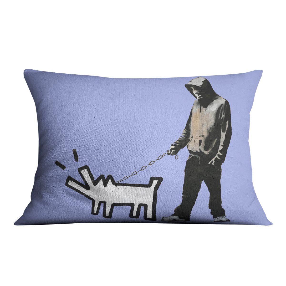 Banksy Keith Haring Dog Blue Cushion - Canvas Art Rocks - 4