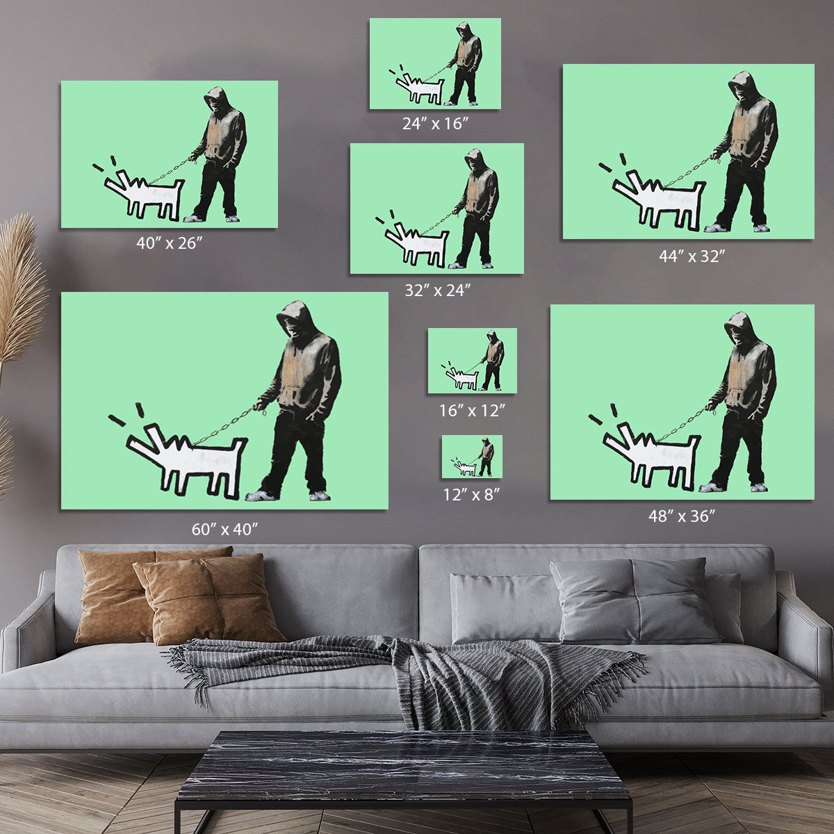 Banksy Keith Haring Dog Green Canvas Print or Poster - Canvas Art Rocks - 7
