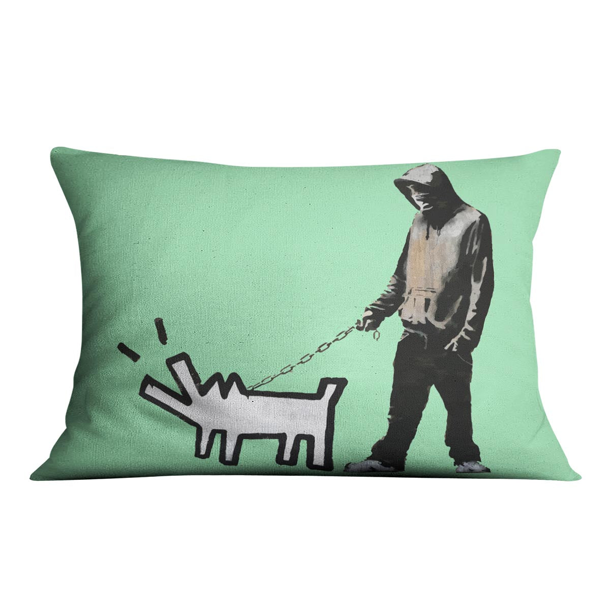 Banksy Keith Haring Dog Green Cushion - Canvas Art Rocks - 4
