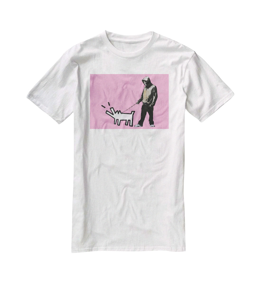 Banksy Keith Haring Dog Pink T-Shirt - Canvas Art Rocks - 5