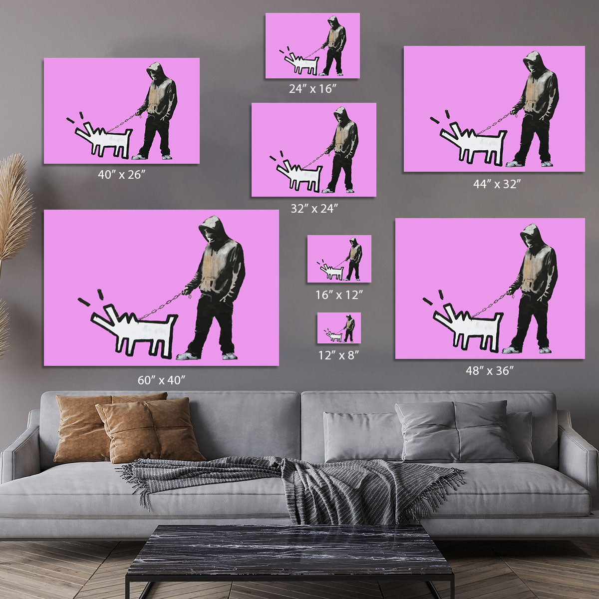 Banksy Keith Haring Dog Purple Canvas Print or Poster - Canvas Art Rocks - 7