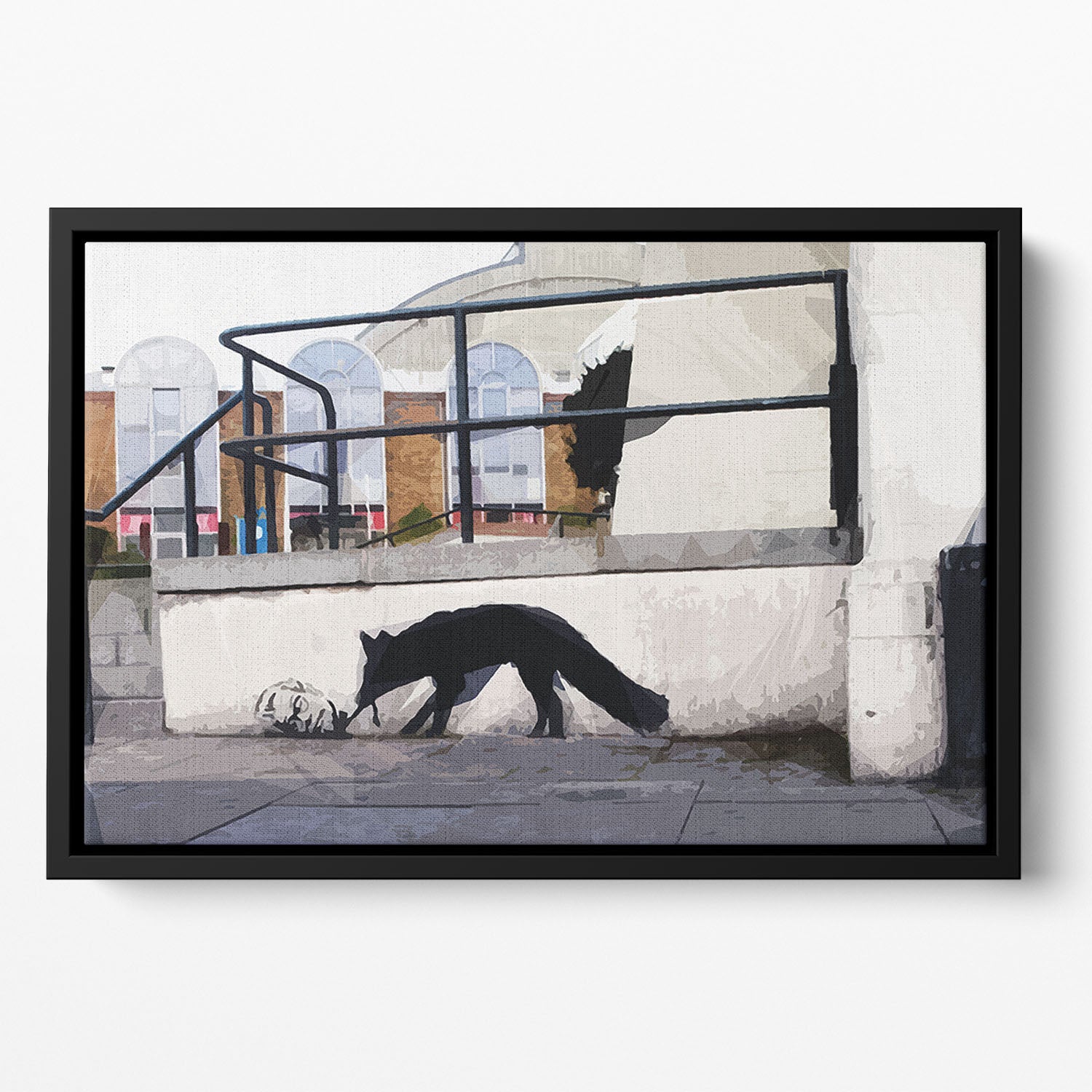 Banksy Kentucky Fox Floating Framed Canvas - Canvas Art Rocks - 2