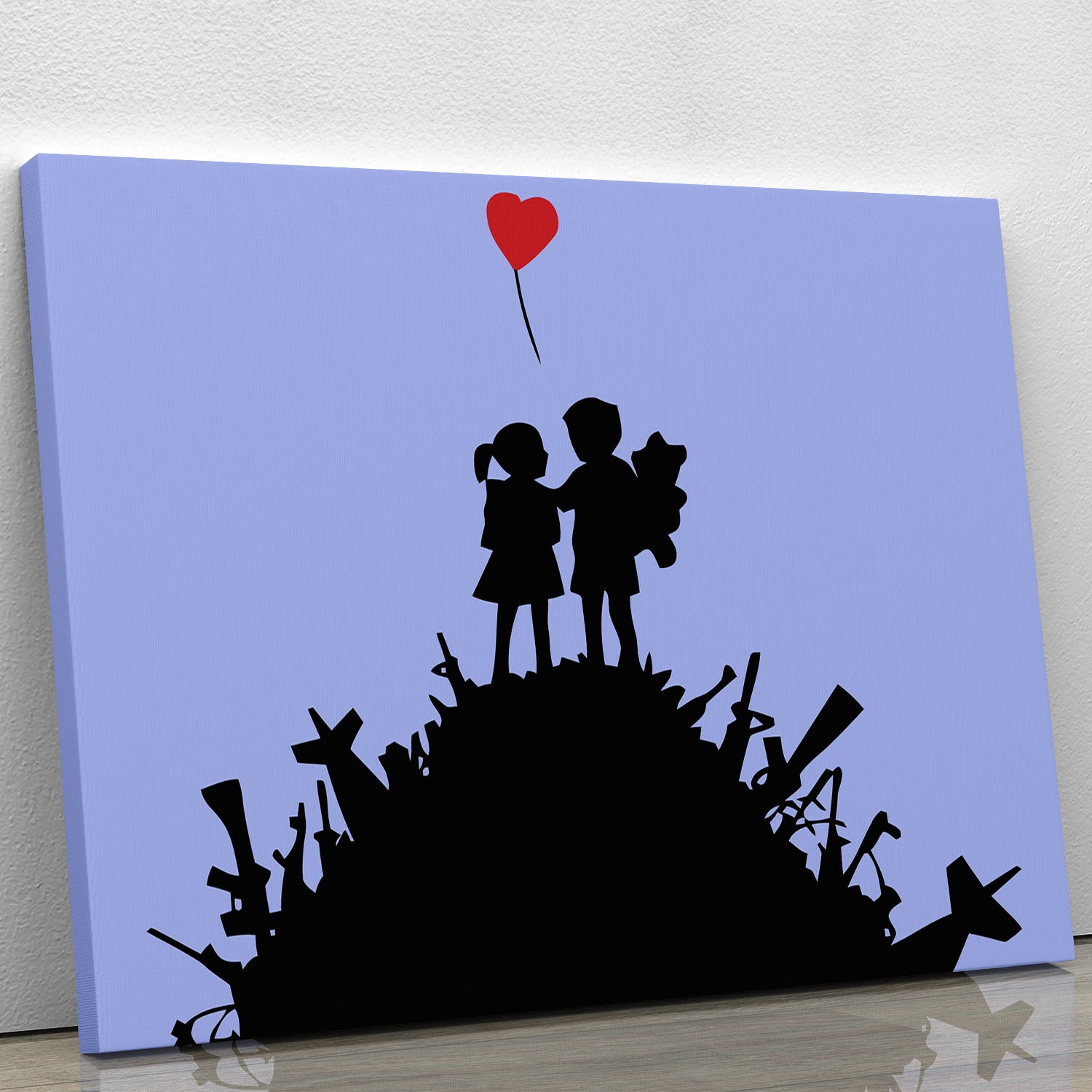 Banksy Kids On Gun Hill Blue Canvas Print or Poster - Canvas Art Rocks - 1