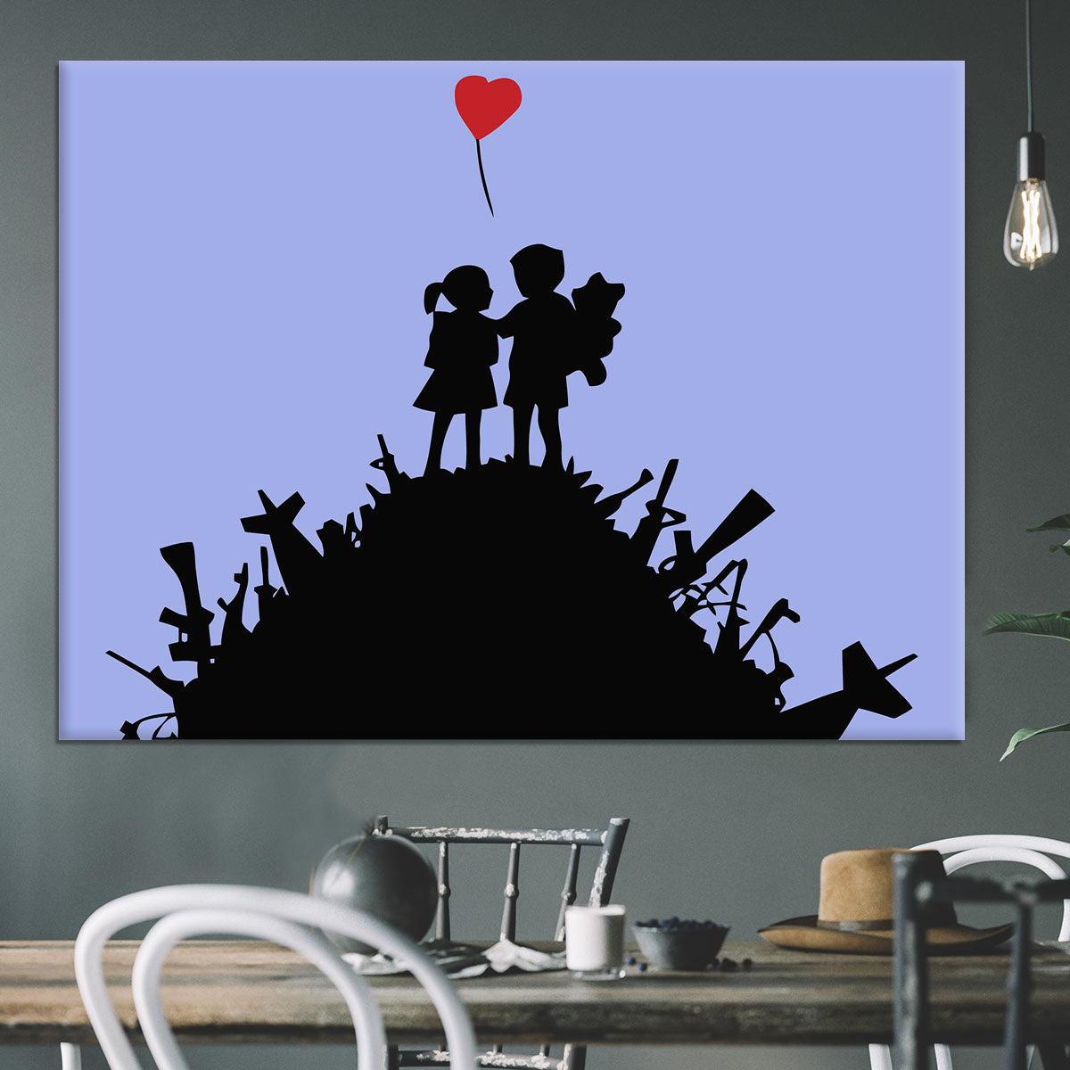 Banksy Kids On Gun Hill Blue Canvas Print or Poster - Canvas Art Rocks - 3