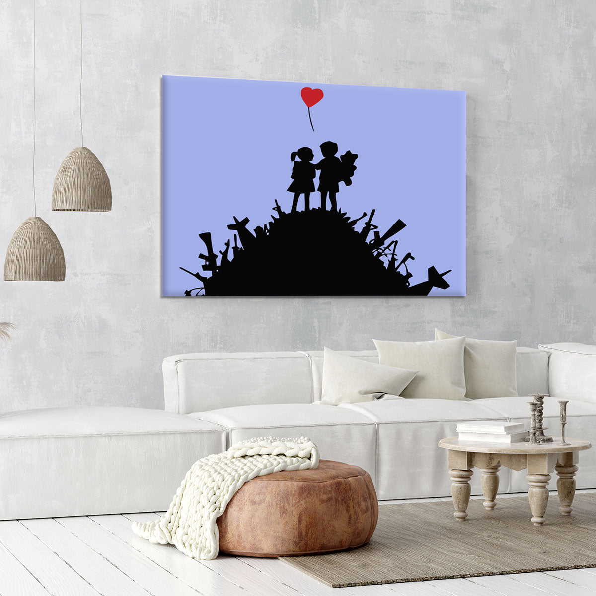 Banksy Kids On Gun Hill Blue Canvas Print or Poster - Canvas Art Rocks - 6