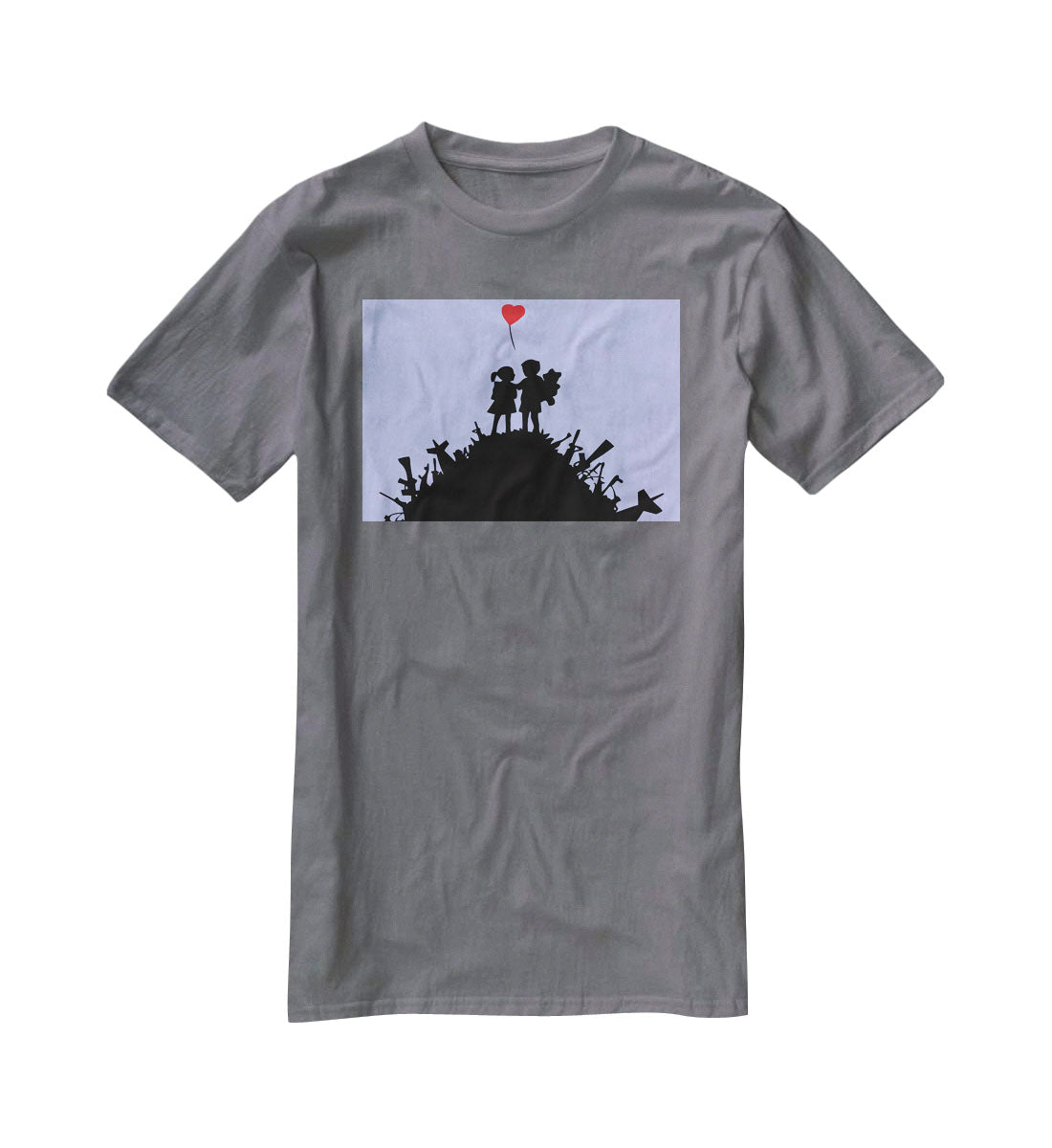 Banksy Kids On Gun Hill Blue T-Shirt - Canvas Art Rocks - 3