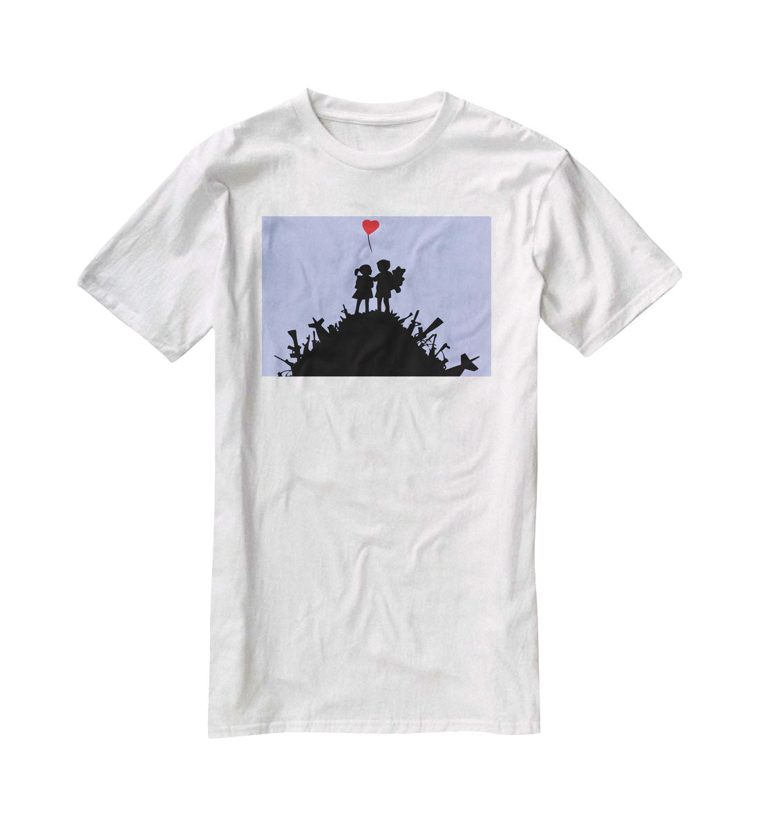 Banksy Kids On Gun Hill Blue T-Shirt - Canvas Art Rocks - 5