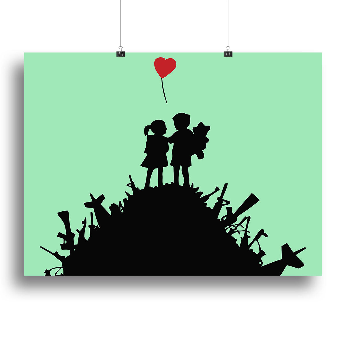 Banksy Kids On Gun Hill Green Canvas Print or Poster - Canvas Art Rocks - 2