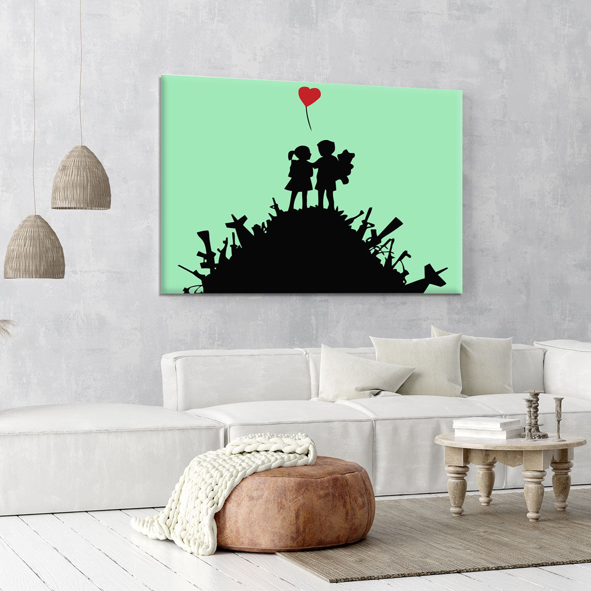 Banksy Kids On Gun Hill Green Canvas Print or Poster - Canvas Art Rocks - 6
