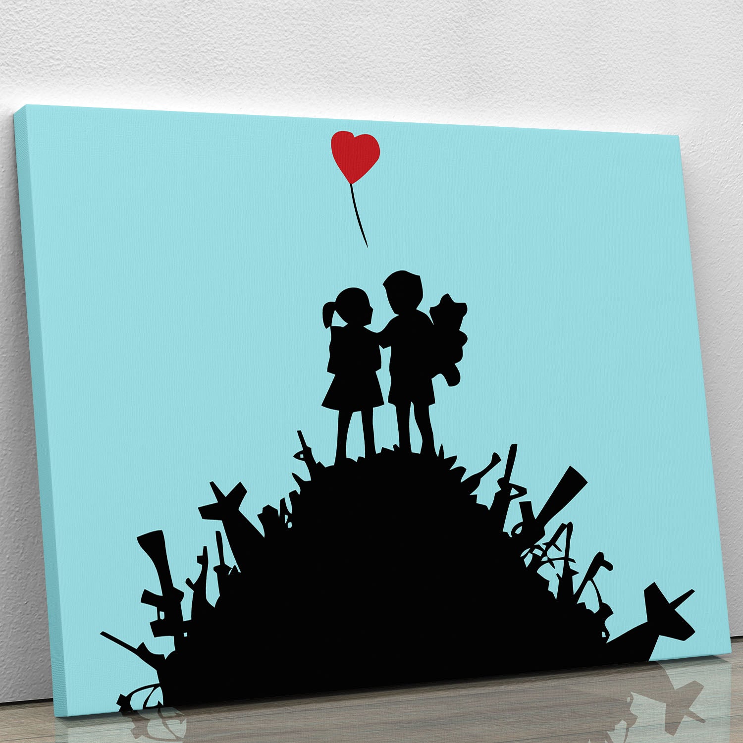Banksy Kids On Gun Hill Light Blue Canvas Print or Poster - Canvas Art Rocks - 1
