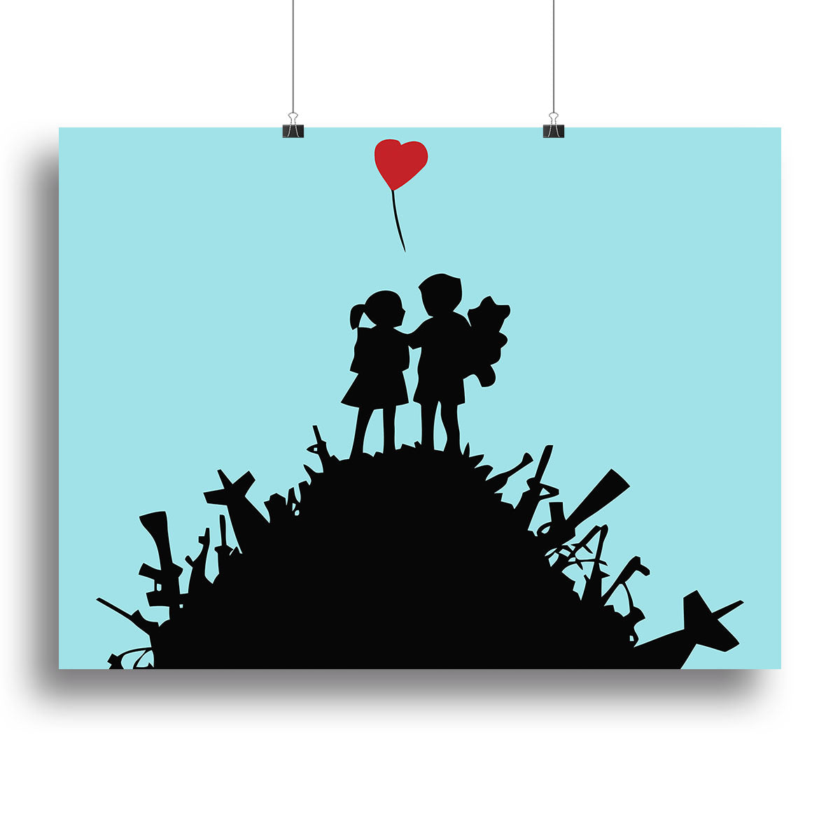 Banksy Kids On Gun Hill Light Blue Canvas Print or Poster - Canvas Art Rocks - 2