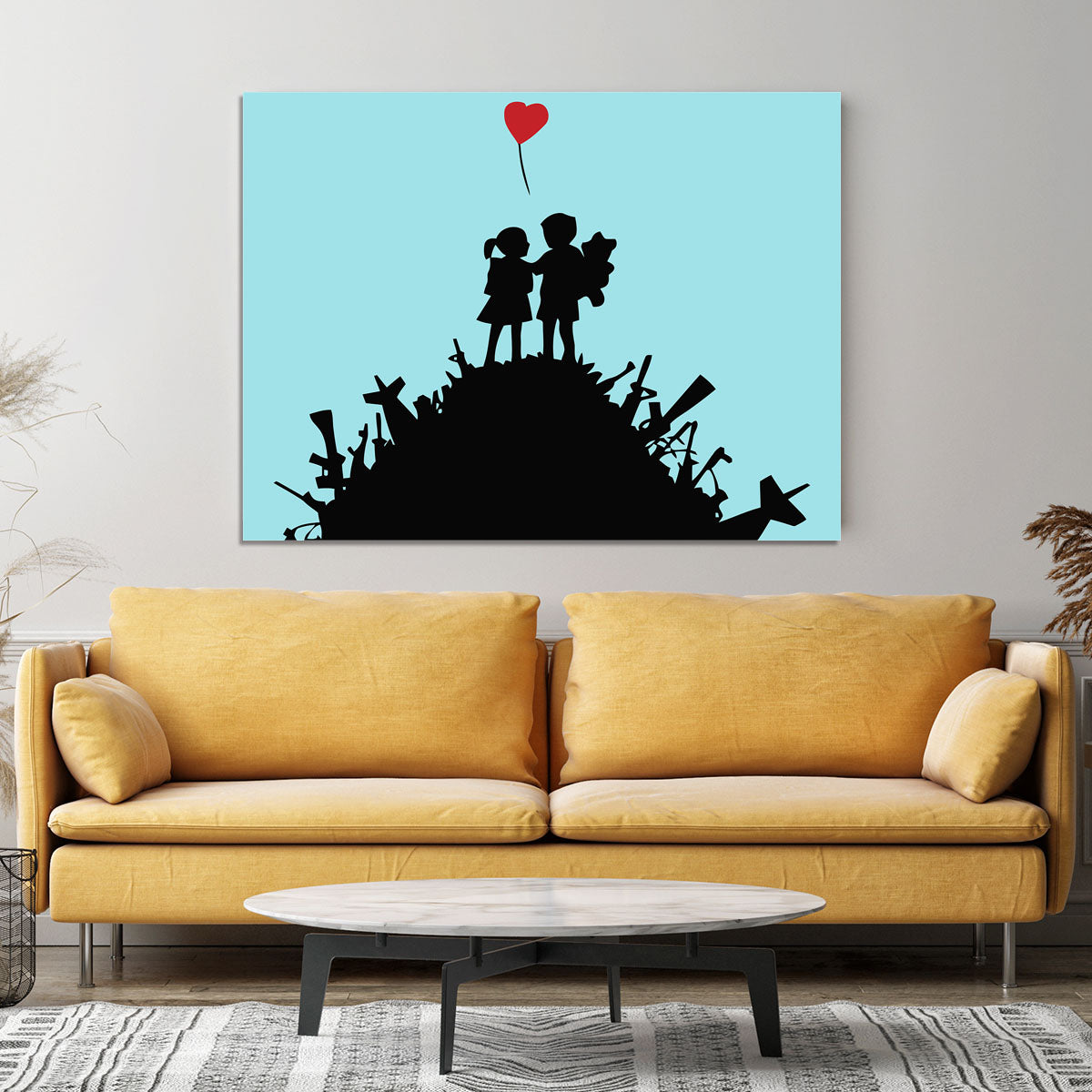 Banksy Kids On Gun Hill Light Blue Canvas Print or Poster - Canvas Art Rocks - 4