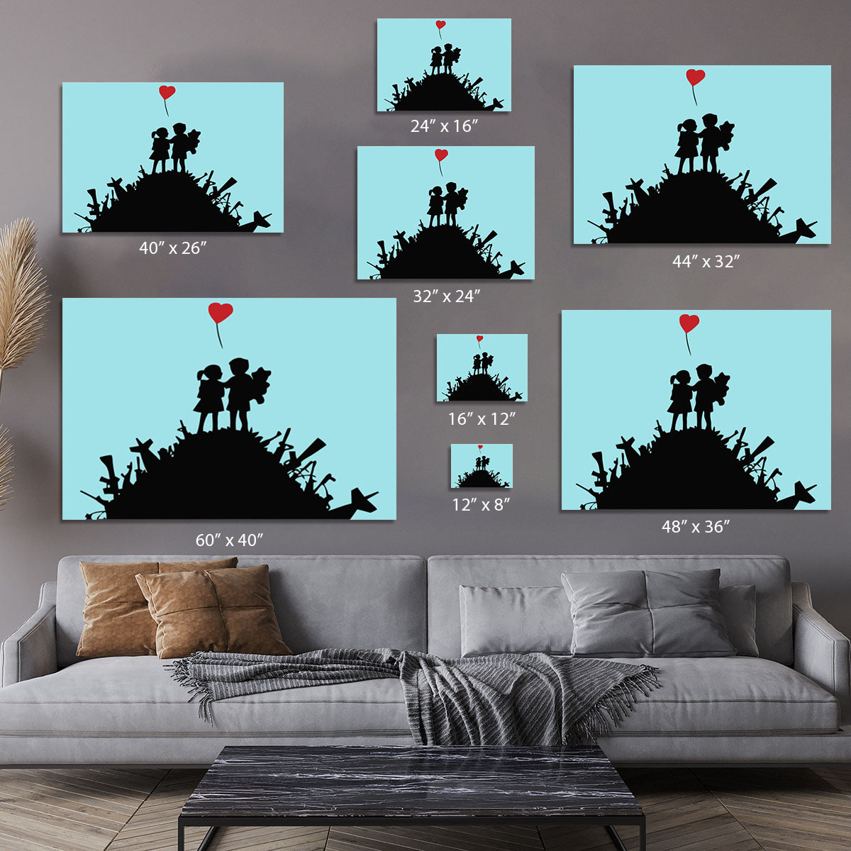 Banksy Kids On Gun Hill Light Blue Canvas Print or Poster - Canvas Art Rocks - 7