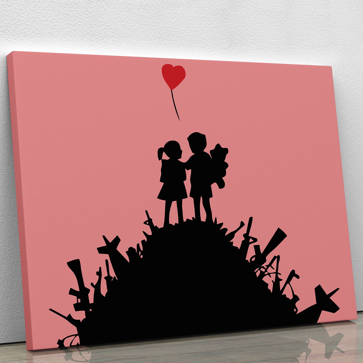 Banksy Kids On Gun Hill Red Canvas Print or Poster - Canvas Art Rocks - 1