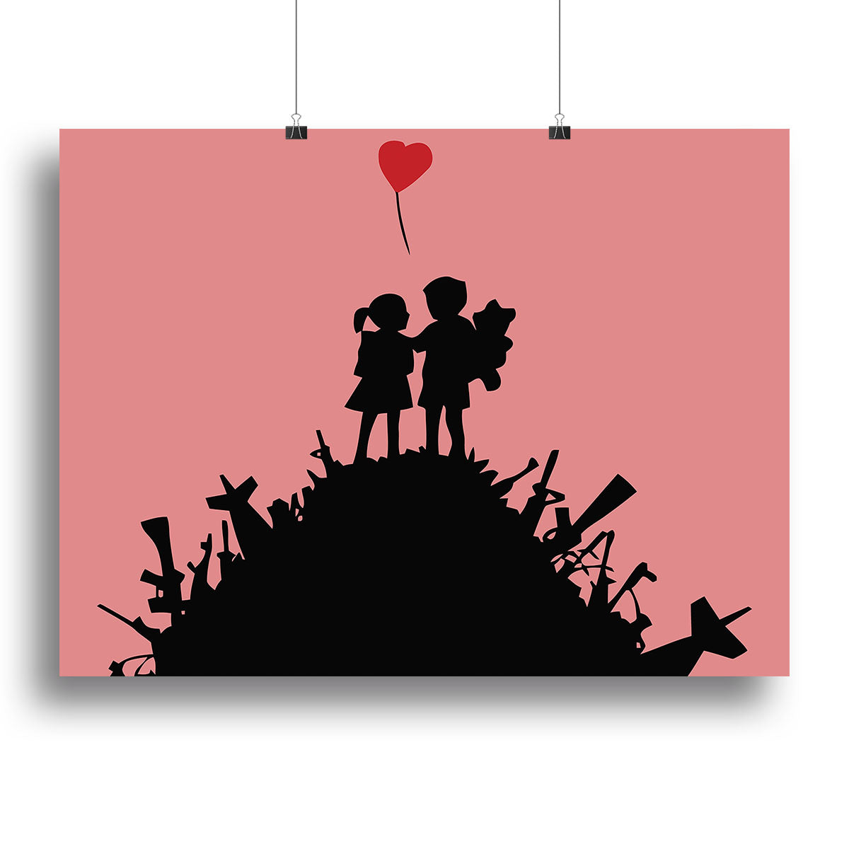 Banksy Kids On Gun Hill Red Canvas Print or Poster - Canvas Art Rocks - 2