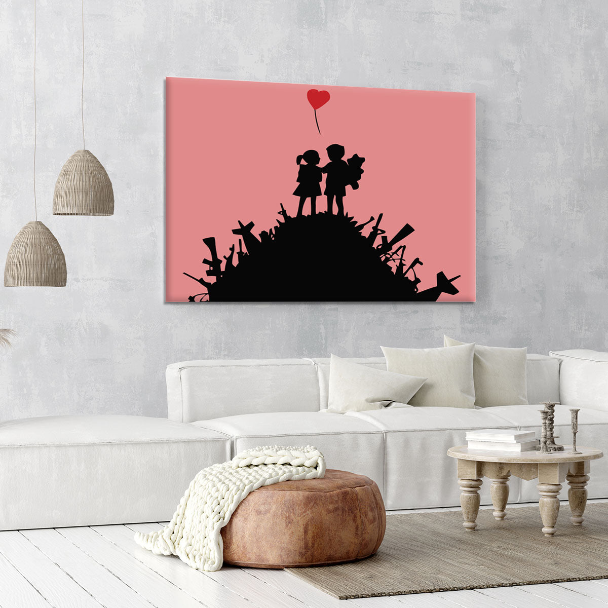 Banksy Kids On Gun Hill Red Canvas Print or Poster - Canvas Art Rocks - 6
