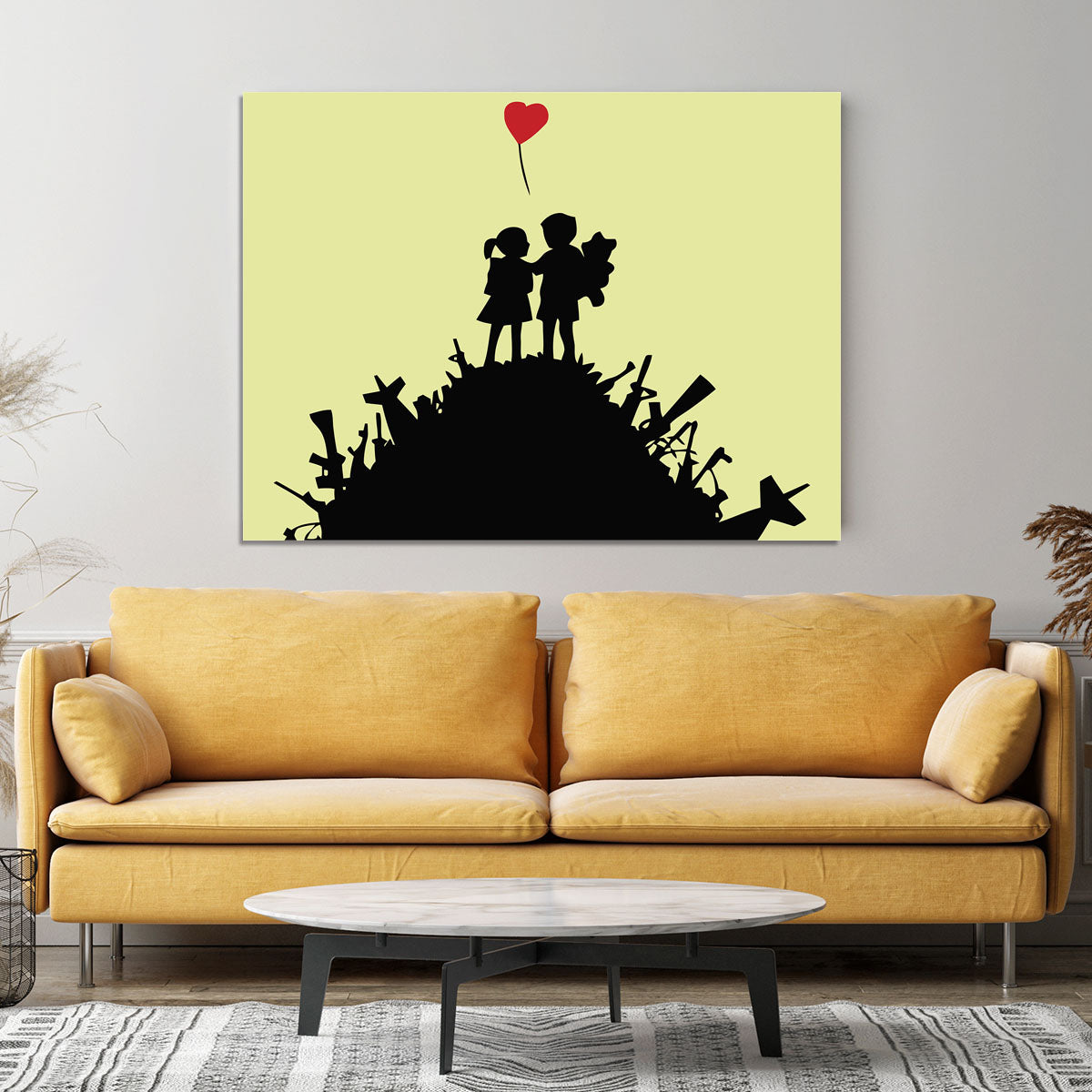 Banksy Kids On Gun Hill Yellow Canvas Print or Poster - Canvas Art Rocks - 4