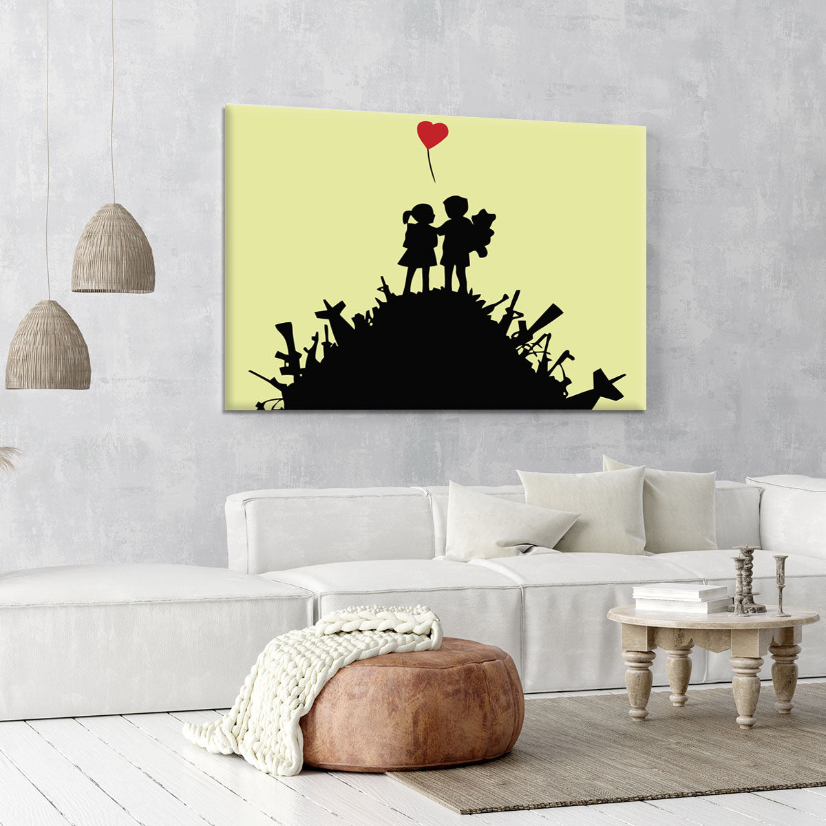 Banksy Kids On Gun Hill Yellow Canvas Print or Poster - Canvas Art Rocks - 6