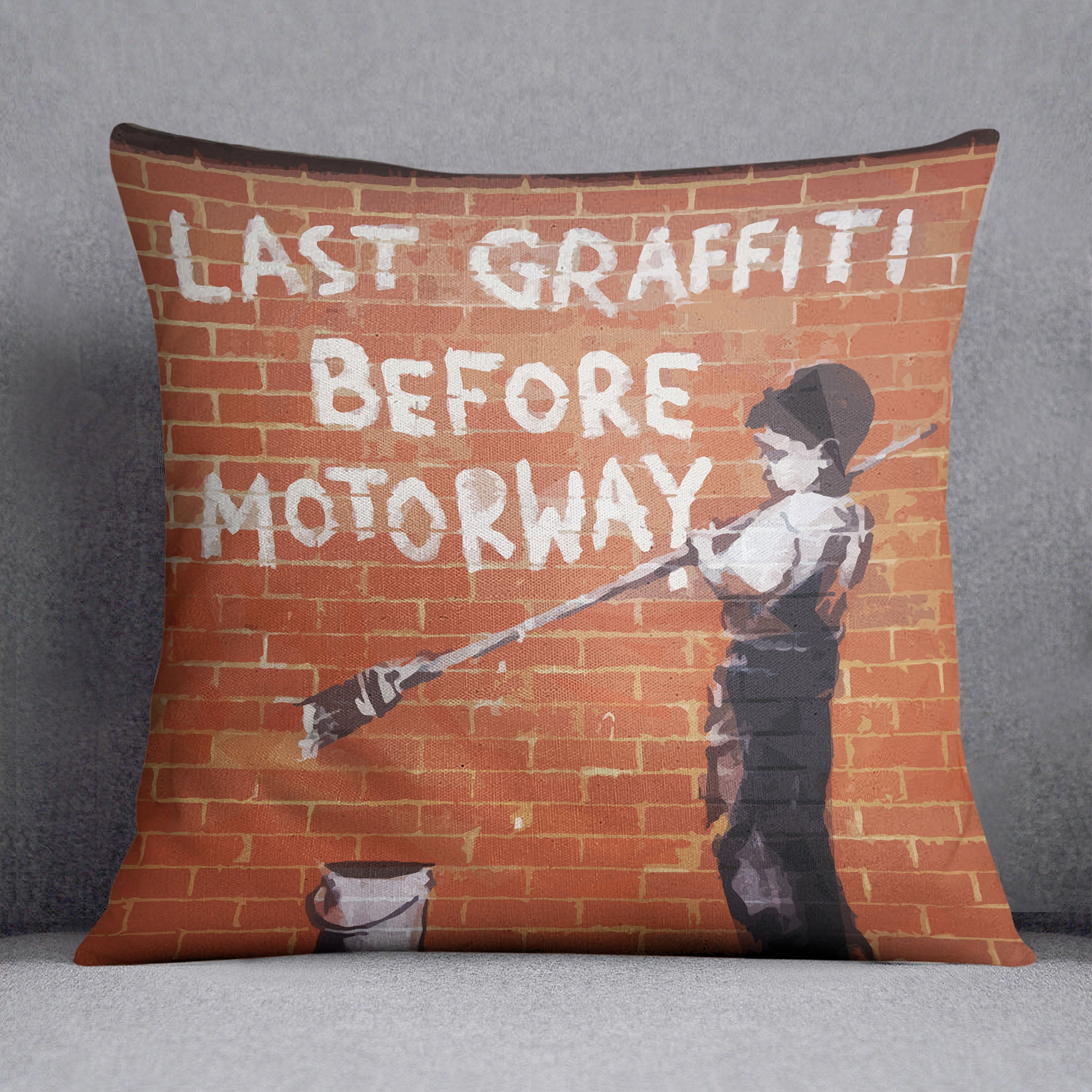 Banksy Last Graffiti Before Motorway Cushion - Canvas Art Rocks - 1