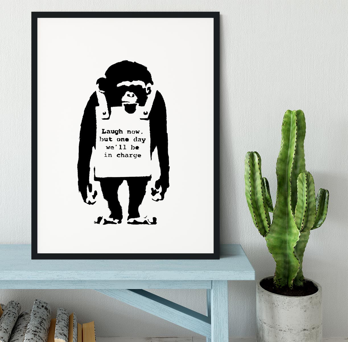 Banksy Laugh Now Monkey Framed Print