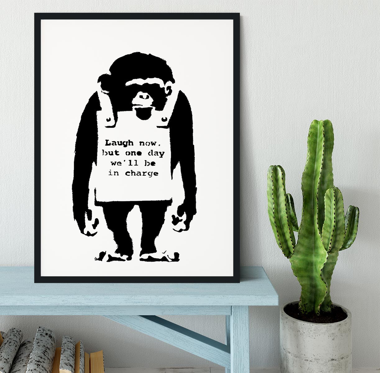 Banksy Laugh Now Monkey Framed Print
