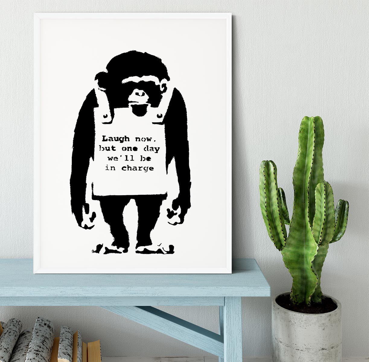 Banksy Laugh Now Monkey Framed Print