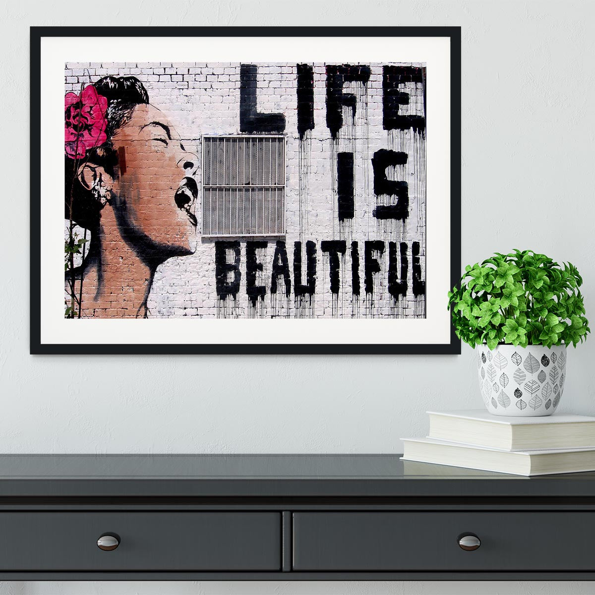 Banksy Life is Beautiful  - Version 2 Framed Print