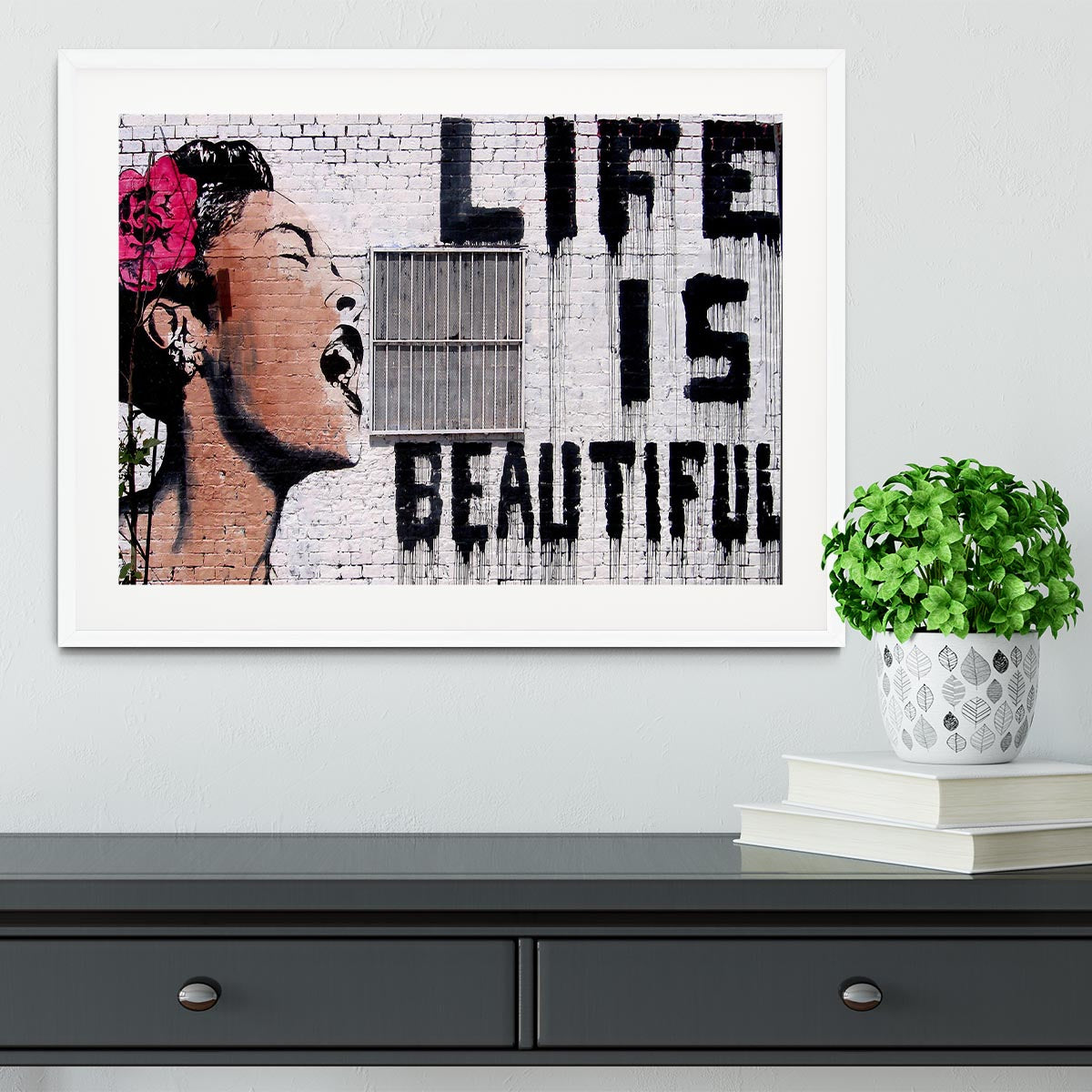 Banksy Life is Beautiful  - Version 2 Framed Print