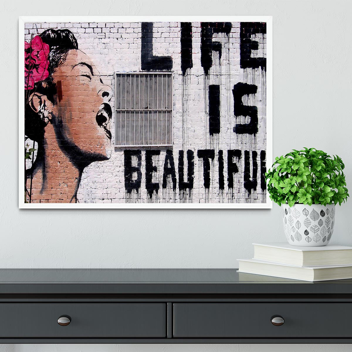 Banksy Life is Beautiful  - Version 2 Framed Print